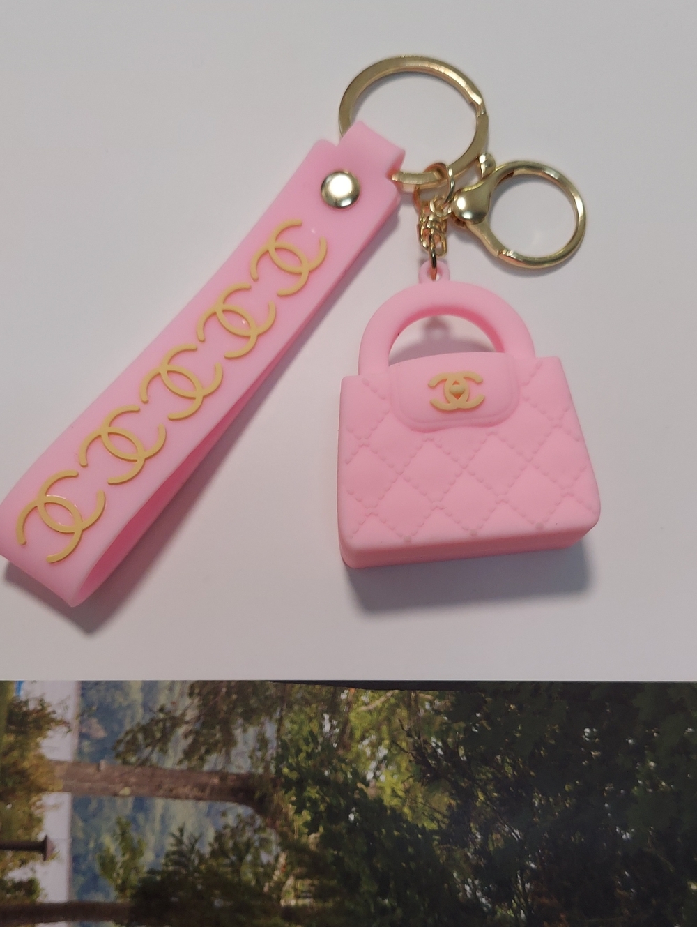 New Keychain‎, Wristlet Fob, Mini Bag Charm, Pink